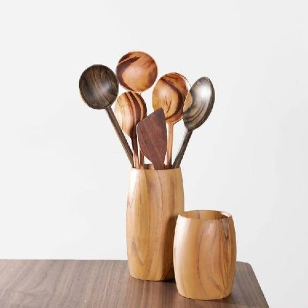 Teak Wood Utensil Holder