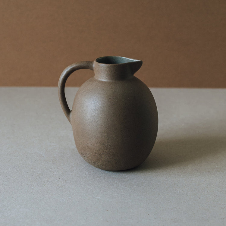 Round-Form Clay Ceramic Pitcher