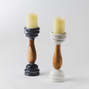 Marble and Wood Pillar Candleholder