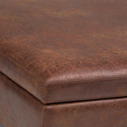 Leather-Look Square Storage Ottoman