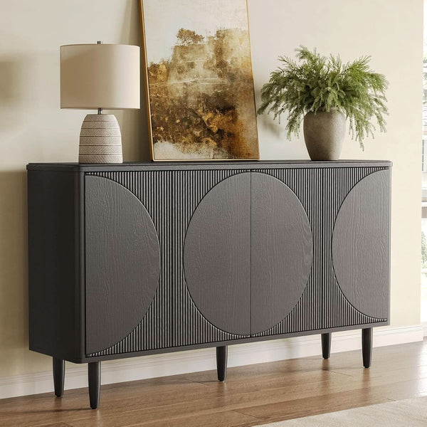 Reeded Circle-Door Wood-Grain Sideboard (view 6) | Roost & Roam