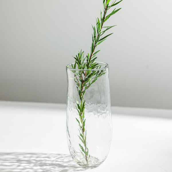 Pebbled Clear Glass Tall Vase