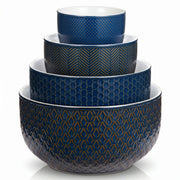 Embossed Stoneware Nesting Bowl Set