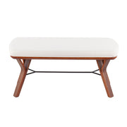 Mid-Century Upholstered Wood Bench
