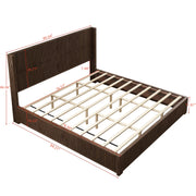 Walnut Finish Rubberwood Platform Bed Frame, King