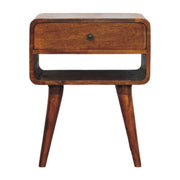 Curved Mango Wood Chestnut Nightstand