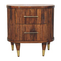 Ribbed Mango Wood Brass-Tipped Nightstand