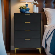 Black Engineered Wood 4-Drawer Dresser