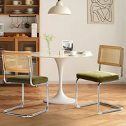 Cane Back Velvet Dining Chairs Set of 2