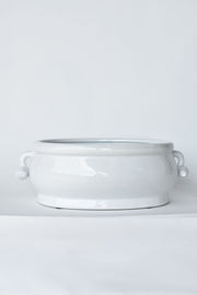 Creamware Oval Pomegranate Cachepot — styled in a complete room vignette
