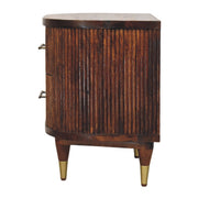 Ribbed Mango Wood Brass-Tipped Nightstand