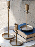 Antiqued Gold Iron Candleholder Set