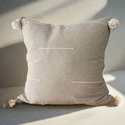 Embroidered Cotton Tassel Throw Pillow