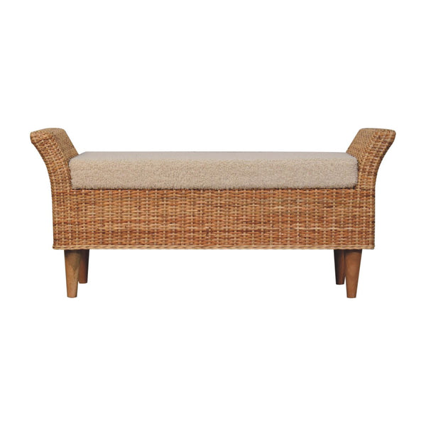 Rattan Woven Boucle Bench