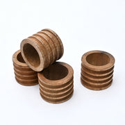 Ridged Mango Wood Napkin Ring Set