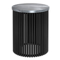 Round Marble Top Slatted Metal Accent Table