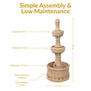 Three-Tier Polyresin Outdoor Fountain