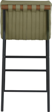 Olive Vegan Leather Channel-Tufted Counter Stool