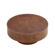Burl Wood-Print Round Pedestal Coffee Table