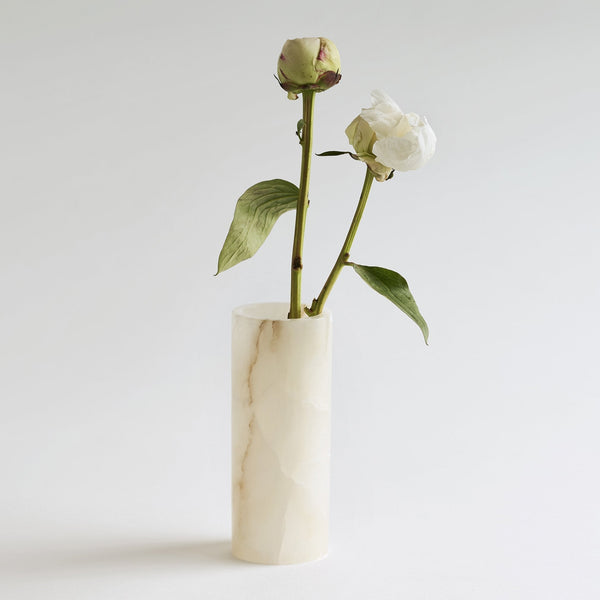 Hand-Carved Alabaster Narrow Vase