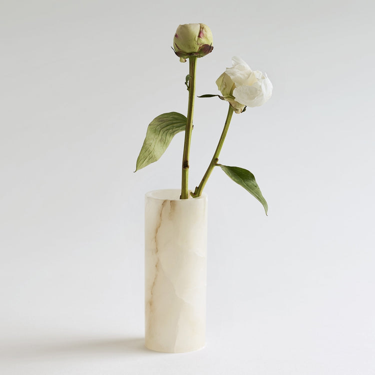Hand-Carved Alabaster Narrow Vase