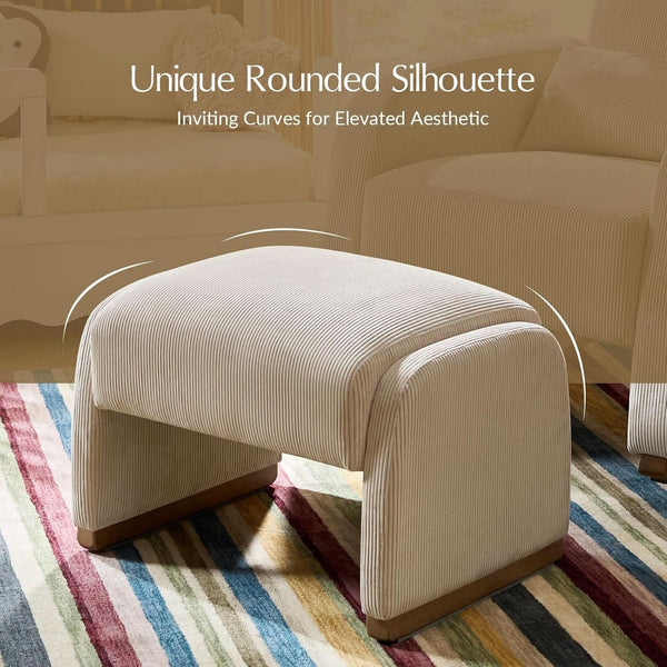 Ribbed Corduroy Upholstered Ottoman – ottoman (view 5) | Roost & Roam