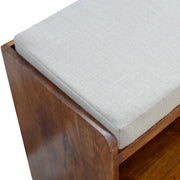 Mango Wood Linen-Top Shoe Storage Bench