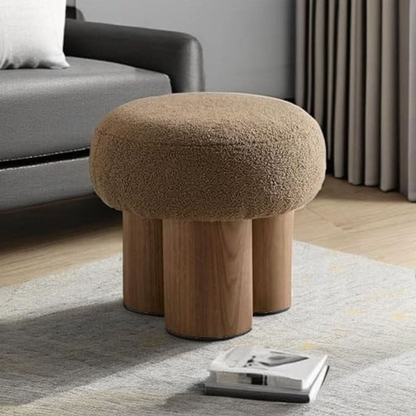Tan ottoman, round