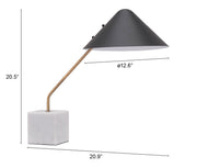 Black Conical Shade Marble Base Table Lamp