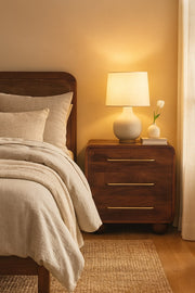 Rounded Mango Wood Three-Drawer Chest