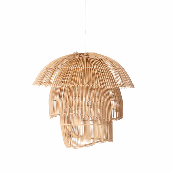 Tiered Natural Rattan Pendant Light