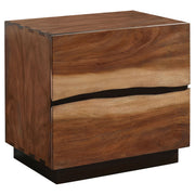 Smokey Walnut 2-Drawer Wood Nightstand