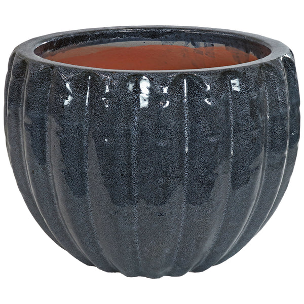 Fluted Glazed Ceramic Planter Pot