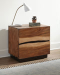 Smokey Walnut 2-Drawer Wood Nightstand