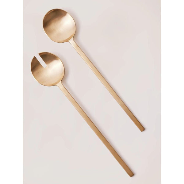 Brushed Brass Salad Server Set