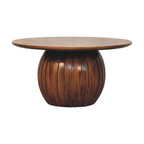 Fluted Round Mango Wood Coffee Table
