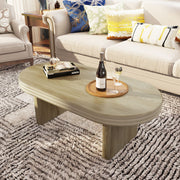 Oval Fluted Natural Wood Coffee Table