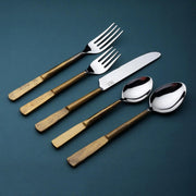 Faceted Handle Stainless Steel Flatware Set