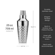 Faceted Stainless Steel Cocktail Shaker