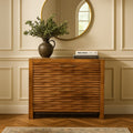 Wave-Carved Mango Wood Shoe Cabinet