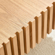 Reeded Wood-Grain Drum Coffee Table Set