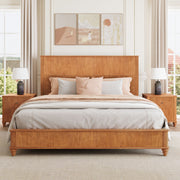 Reeded Wood Platform Bed Frame
