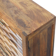 Wave-Carved Mango Wood Shoe Cabinet