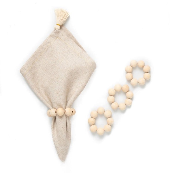 Turned Wood Sphere Napkin Ring Set