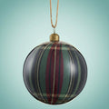 Green Plaid Plastic Ball Ornament, 4 in