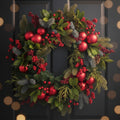 Red Ornament, Berry & Pinecone Wreath, 24 in