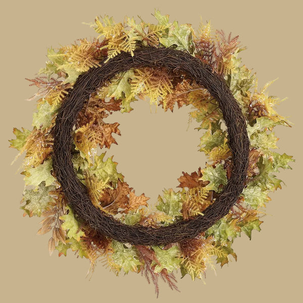 Faux Oak Leaf & Fern Wreath, 32 in