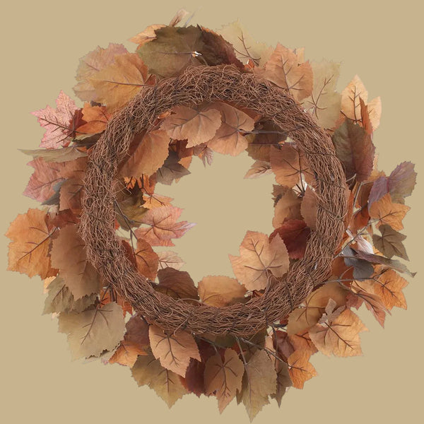 Brown & Beige Maple Leaf Wreath, 28 in