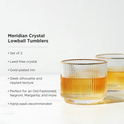 Ribbed Crystal Gold-Rim Tumbler Set