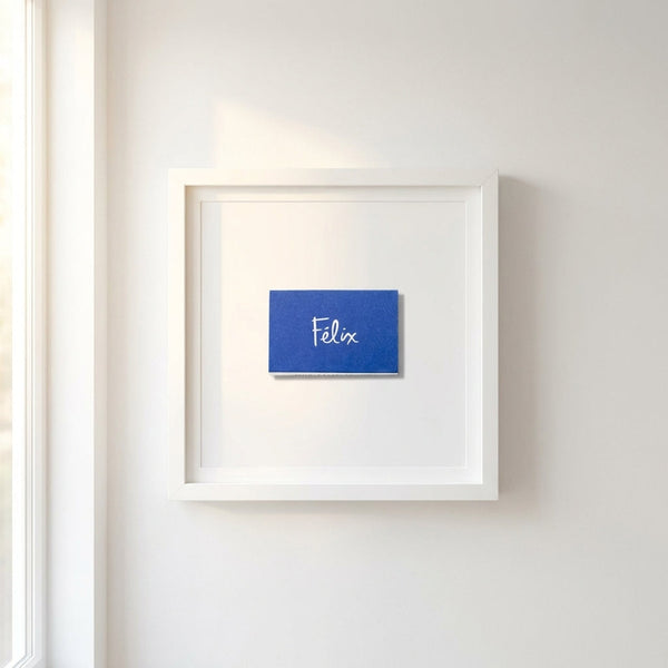 Wood-Frame Script Art Print hung in a curated gallery wall arrangement